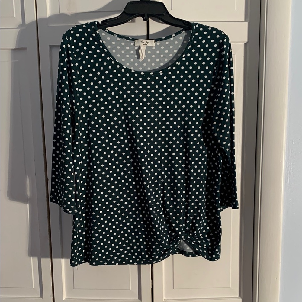 Rue Juju Dark Green Polka Dot Blouse EUC